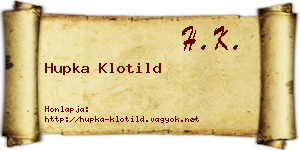Hupka Klotild névjegykártya